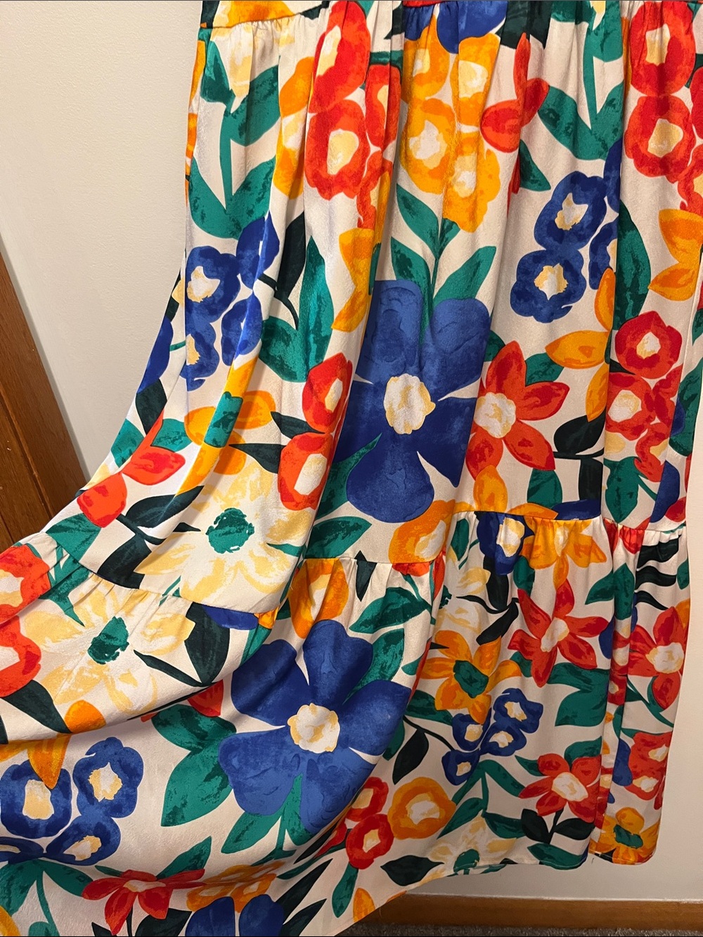 TCEC Maxi Dress with Red, Blue, Yellow & Green Floral Print - Picture 4 of 5